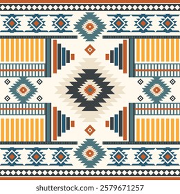 Navajo fabric pattern, bright and modern tones, traditional geometric patterns combined with a modern twist. Suitable for home decoration, textile and fashion applications, lifestyle products 
