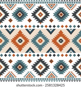 Navajo fabric pattern, bright and modern tones, traditional geometric patterns combined with a modern twist. Suitable for home decoration, textile and fashion applications, lifestyle products 