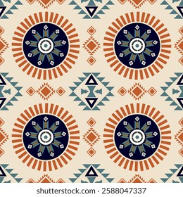 Navajo fabric pattern, bright and modern tones, traditional geometric patterns combined with a modern twist. Suitable for home decoration, textile and fashion applications, lifestyle products
