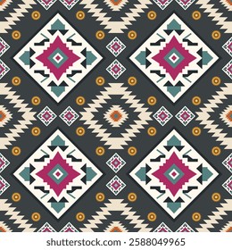 Navajo fabric pattern, bright and modern tones, traditional geometric patterns combined with a modern twist. Suitable for home decoration, textile and fashion applications, lifestyle products
