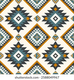Navajo fabric pattern, bright and modern tones, traditional geometric patterns combined with a modern twist. Suitable for home decoration, textile and fashion applications, lifestyle products
