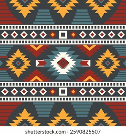 Navajo fabric pattern, bright and modern tones, traditional geometric patterns combined with a modern twist. Suitable for home decoration, textile and fashion applications, lifestyle products 

