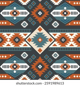 Navajo fabric pattern, bright and modern tones, traditional geometric patterns combined with a modern twist. Suitable for home decoration, textile and fashion applications, lifestyle products
