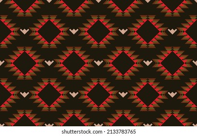 Navajo fabric seamless pattern geometric tribal ethnic traditional background,native American Design Elements, Design for carpet,wallpaper,clothing,rug,interior,Vector illustration embroidery.