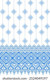 Navajo geometric ethnic pattern,design for fabric,carpet, wallpaper, clothing, wrap, batik,blue color on white background,vector illustration
