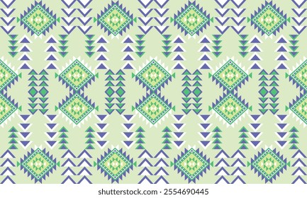 Navajo geometric pattern in mint green and purple tones diamond motifs and arrow shapes Native American design perfect fabric tablecloth pillow phones cases clothing textile fabric print design