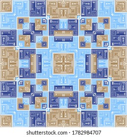 Navajo geometric seamless pattern ethnic design. Vector tribal fabric print. Mexican or peruvian tribe pattern. Folk motif of geometric lines. Trendy background. Maya ornament.