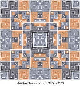 Navajo geometric seamless pattern ethnic design. Vector tribal fabric print. Mexican or peruvian tribe pattern. Folk motif of geometric lines. Trendy background. Maya ornament.