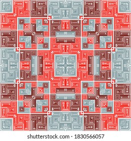 Navajo geometric seamless pattern ethnic design. Vector tribal fabric print. Mexican or peruvian tribe pattern. Folk motif of geometric lines. Trendy background. Maya ornament.