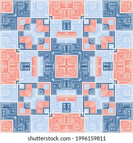 Navajo geometric seamless pattern ethnic design. Vector tribal fabric print. Mexican or peruvian tribe pattern. Folk motif of geometric lines. Trendy background. Maya ornament.