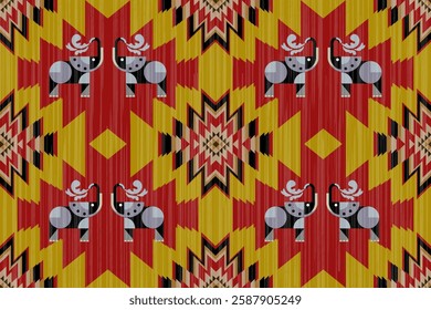 Navajo Ikat Aztec ancient textile seamless pattern 