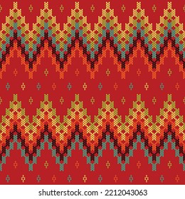 Navajo Ikat Ethnic Border PatternCross Stitch. Geometric ethnic patterns. Design for Saree, Patola, Sari, Dupatta, hispanic pattern, Clothing, fabric, batik, Knitwear, Embroidery Design