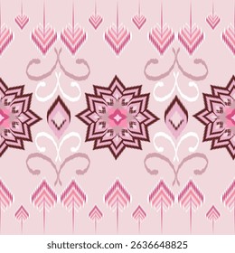 Navajo Ikat pattern. tribal motifs pink hues. Perfect for boho chic project, textile design, fashion prints, digital scrapbooking. Geometric ethnic ikat pattern seamless 