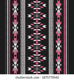 Navajo mosaic rug with traditional folk geometric pattern. Stripes. Native American Indian blanket. Aztec elements. Seamless pattern. Vector illustration for web design or print.