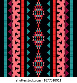 Navajo mosaic rug with traditional folk geometric pattern. Stripes. Native American Indian blanket. Aztec elements. Seamless pattern. Vector illustration for web design or print.