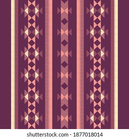 Navajo mosaic rug with traditional folk geometric pattern. Stripes. Native American Indian blanket. Aztec elements. Seamless pattern. Vector illustration for web design or print.