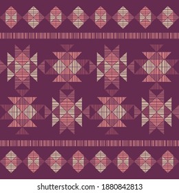 Navajo mosaic rug with traditional folk geometric pattern. Native American Indian blanket. Aztec elements. Seamless pattern. Vector illustration for web design or print.