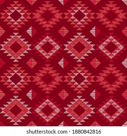 Navajo mosaic rug with traditional folk geometric pattern. Native American Indian blanket. Aztec elements. Seamless pattern. Vector illustration for web design or print.