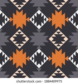 Navajo mosaic rug with traditional folk geometric pattern. Native American Indian blanket. Aztec elements. Seamless background. Vector illustration for web design or print.