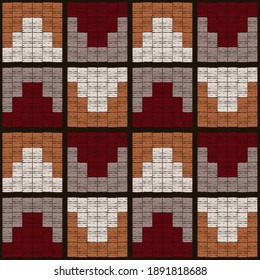 Navajo mosaic rug with traditional folk geometric pattern. Native American Indian blanket. Aztec elements. Vector illustration for web design or print.