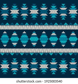 Navajo mosaic rug with traditional folk geometric pattern. Native American Indian blanket. Aztec elements. Mayan ornament. Seamless background. Vector illustration for web design or print.