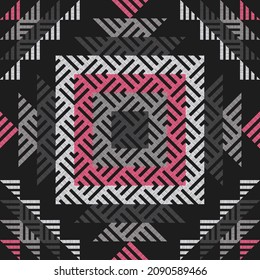 Navajo mosaic rug with traditional folk geometric pattern. Native American Indian blanket. Aztec elements. Mayan ornament. Seamless background. Vector illustration for web design or print.
