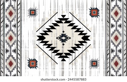 Navajo Native America South Western inspired area rugs ethnic decor style. tribal vector seamless pattern. Indian ornament Boho geometric ornament.folk.orientel. Window .blanket, rug. Woven carpet.	
