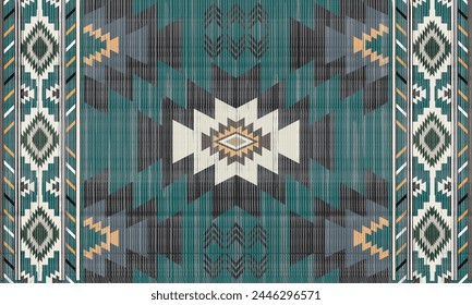 Navajo Native America South Western inspired area rugs ethnic decor style. tribal vector seamless pattern. Indian ornament Boho geometric ornament.folk.orientel. Window .blanket, rug. Woven carpet.	