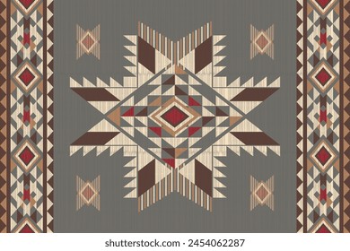 Navajo Native America South Western inspired area rugs ethnic decor style. tribal vector seamless pattern. Indian ornament Boho geometric ornament.folk.orientel. Window .blanket, rug. Woven carpet