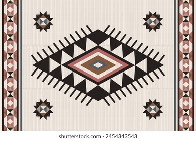 Navajo Native America South Western inspired area rugs ethnic decor style. tribal vector seamless pattern. Indian ornament Boho geometric ornament.folk.orientel. Window .blanket, rug. Woven carpet