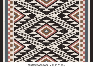 Navajo Native America South Western inspired area rugs ethnic decor style. tribal vector seamless pattern. Indian ornament Boho geometric ornament.folk.orientel. Window .blanket, rug. Woven carpet