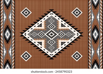 Navajo Native America South Western inspired area rugs ethnic decor style. tribal vector seamless pattern. Indian ornament Boho geometric ornament.folk.orientel. Window .blanket, rug. Woven carpet