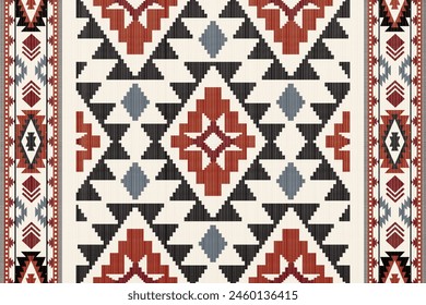 Navajo Native America South Western inspired area rugs ethnic decor style. tribal vector seamless pattern. Indian ornament Boho geometric ornament.folk.orientel. Window .blanket, rug. Woven carpet