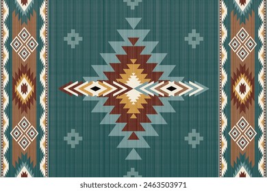 Navajo Native America South Western inspired area rugs ethnic decor style. tribal vector seamless pattern. Indian ornament Boho geometric ornament.folk.orientel. Window .blanket, rug. Woven carpet