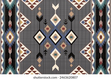 Navajo Native America South Western inspired area rugs ethnic decor style. tribal vector seamless pattern. Indian ornament Boho geometric ornament.folk.orientel. Window .blanket, rug. Woven carpet