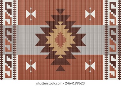 Alfombras de estilo étnico de la zona de inspiración suroeste de América nativa navajo. patrón sin costuras de Vector tribal. Adorno indio Boho ornamento geométrico.folk.orientel. Ventana .manta, alfombra. Alfombra tejida