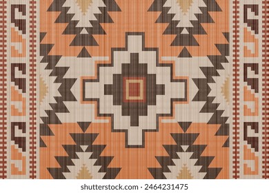 Alfombras de estilo étnico de la zona de inspiración suroeste de América nativa navajo. patrón sin costuras de Vector tribal. Adorno indio Boho ornamento geométrico.folk.orientel. Ventana .manta, alfombra. Alfombra tejida