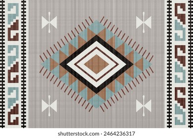 Navajo Native America South Western inspired area rugs ethnic decor style. tribal vector seamless pattern. Indian ornament Boho geometric ornament.folk.orientel. Window .blanket, rug. Woven carpet