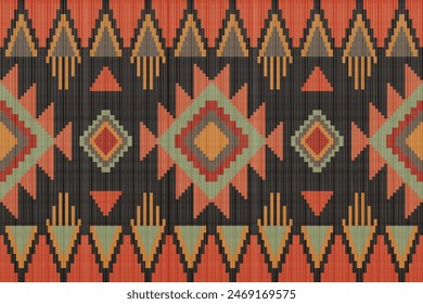 Navajo Native America South Western inspired area rugs ethnic decor style. tribal vector seamless pattern. Indian ornament Boho geometric ornament.folk.orientel. Window .blanket, rug. Woven carpet
