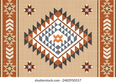 Navajo Native America South Western inspired area rugs ethnic decor style. tribal vector seamless pattern. Indian ornament Boho geometric ornament.folk.orientel. Window .blanket, rug. Woven carpet.