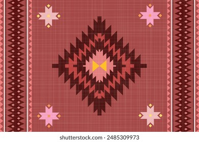 Navajo Native America South Western inspired area rugs ethnic decor style. tribal vector seamless pattern. Indian ornament Boho geometric ornament.folk.orientel. Window .blanket, rug. Woven carpet.