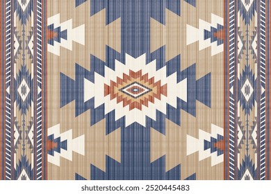 Navajo Native America South Western inspired area rugs ethnic decor style. tribal vector seamless pattern. Indian ornament Boho geometric ornament.folk.orientel. Window .blanket, rug. Woven carpet
