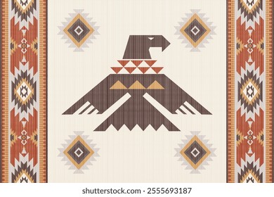 Navajo Native America South Western inspired area rugs ethnic decor style. tribal vector seamless pattern. Indian ornament Boho geometric ornament.folk.orientel. Window .blanket, rug. Woven carpet