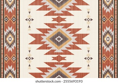 Navajo Native America South Western inspired area rugs ethnic decor style. tribal vector seamless pattern. Indian ornament Boho geometric ornament.folk.orientel. Window .blanket, rug. Woven carpet