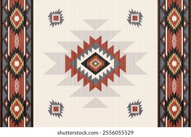 Navajo Native America South Western inspired area rugs ethnic decor style. tribal vector seamless pattern. Indian ornament Boho geometric ornament.folk.orientel. Window .blanket, rug. Woven carpet
