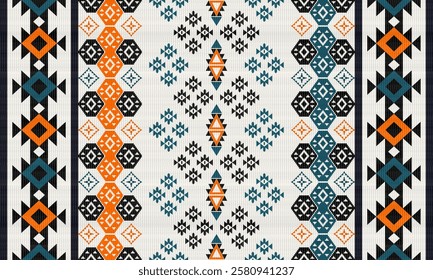 Navajo Native America South Western inspired area rugs ethnic decor style. Tribal vector seamless pattern. Indian ornament Boho geometric ornament. folk. oriental. Window, blanket, rug. Woven carpet