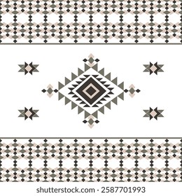 Navajo, native American. Aztec seamless pattern. Tribal Aztec vector illustration or Aztec geometric pattern in green and brown. Idea for carpet, curtains, textiles, and wallpaper.