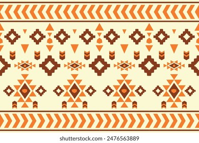 Motif harmonieux de tissu natif américain Navajo, arrière-plan géométrique tribal ethnique traditionnel, éléments de design , conception pour tapis, fond d'écran, vêtements, tapis, intérieur, broderie  illustration vectorielle.