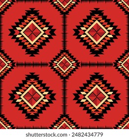 Navajo and Native American patterns blend with Aztec and tribal motifs for a bohemian, ethnic design ideal for patterns, creating a vintage, ethnic wallpaper perfect for rugs, fabrics, decorative.