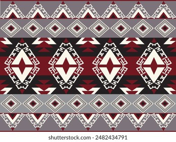 Navajo and Native American patterns blend with Aztec and tribal motifs for a bohemian, ethnic design ideal for patterns, creating a vintage, ethnic wallpaper perfect for rugs, fabrics, decorative.